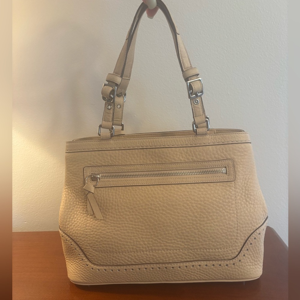 Coach Pebbled Leather Shoulder Bag in Beige/Tan